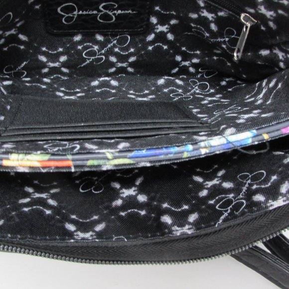JESSICA SIMPSON  BLACK WITH FLORAL DESIGN  CROSSBODY BAG HANDBAG! - Picture 5 of 8